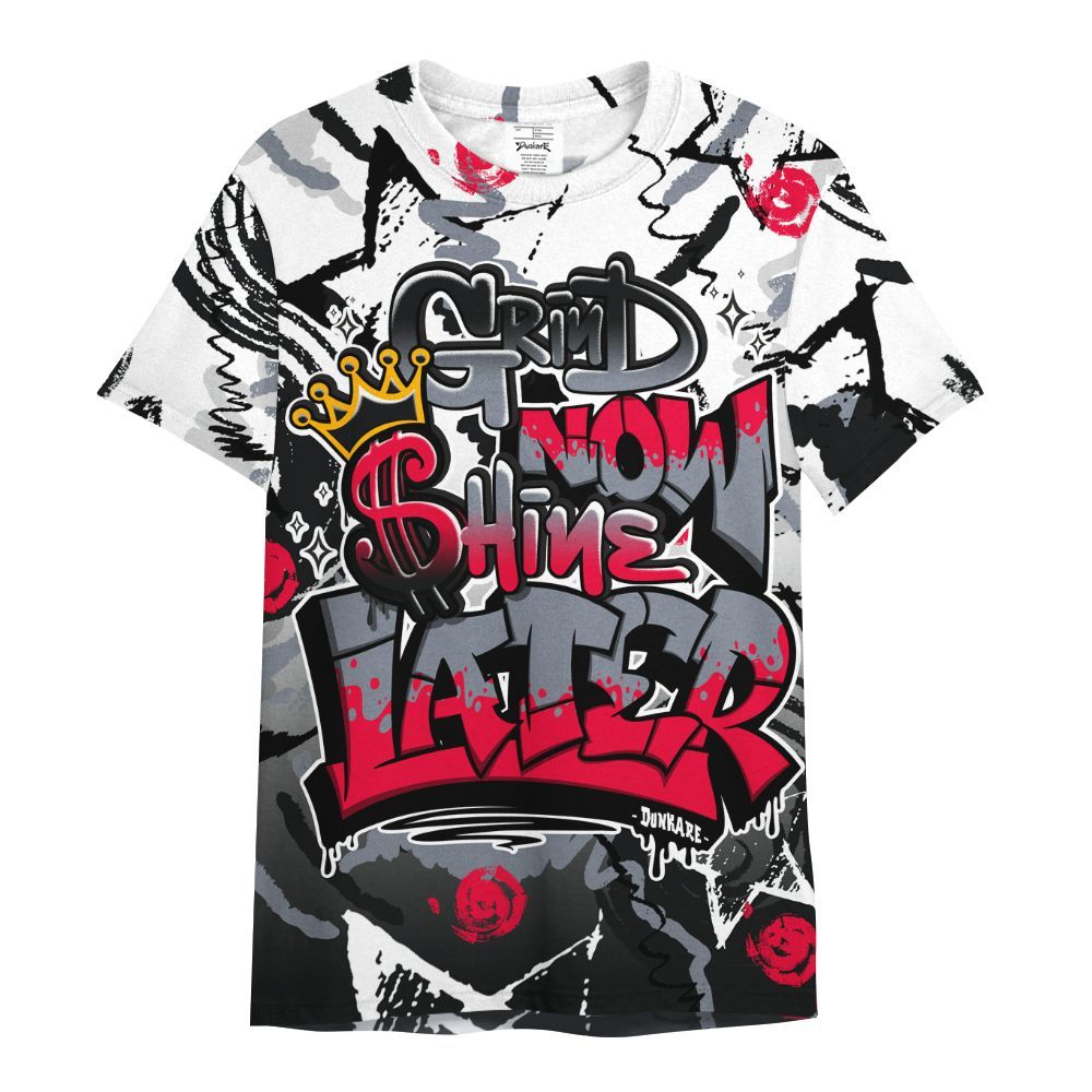 Shirt To Match Mid Black Metallic 1s - Grind Shine Later Drip All Over Print