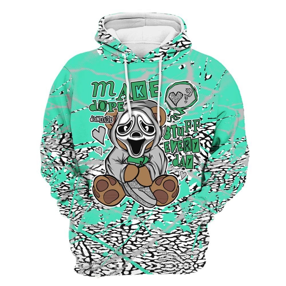Hoodie To Match Black Green Glow 3s - Make Dopes Bear Profound All Over Print