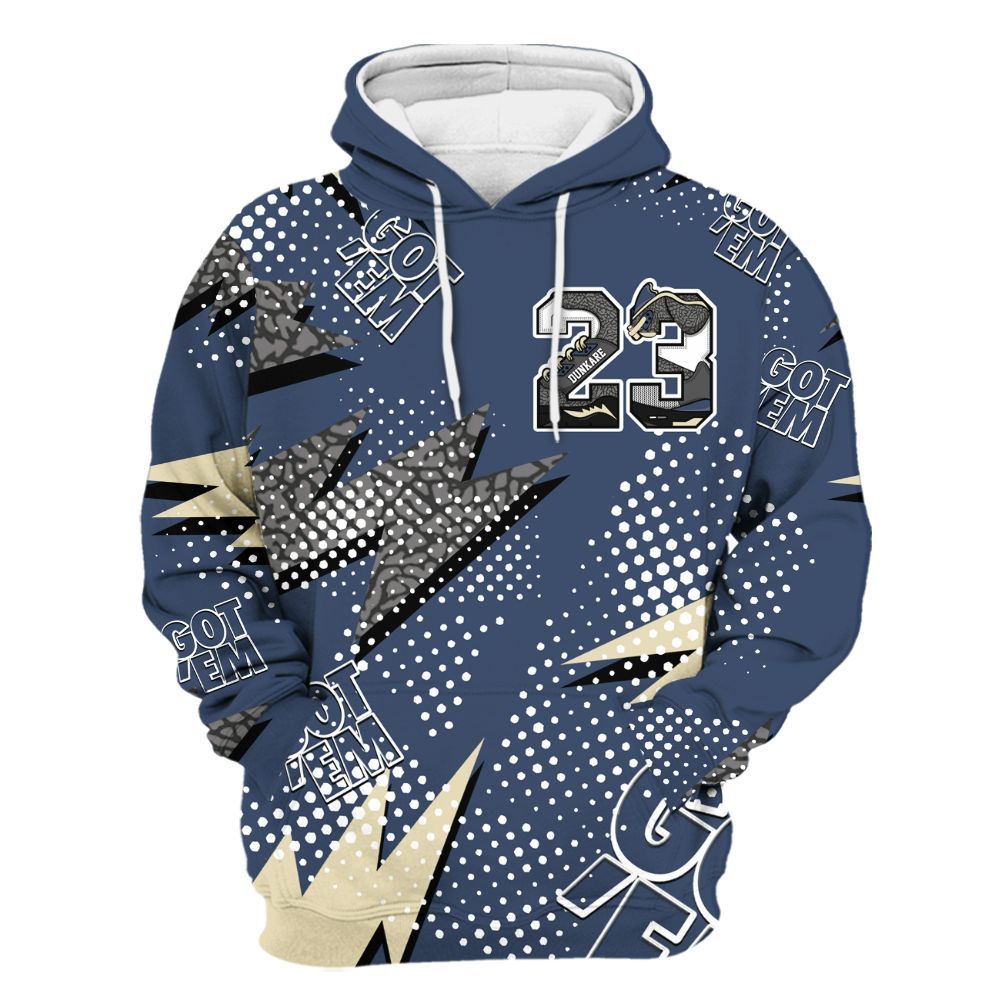 Hoodie To Match Diffused Blue 3s - Custom Name Number 23 5s All Over Print