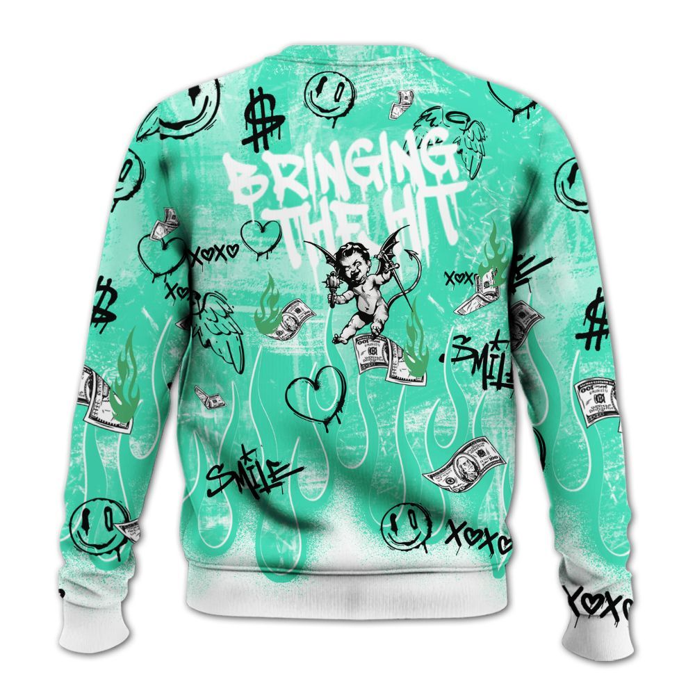 Sweatshirt To Match Black Green Glow 3s - This That Sauce Angel Green Glow 3s All Over Print