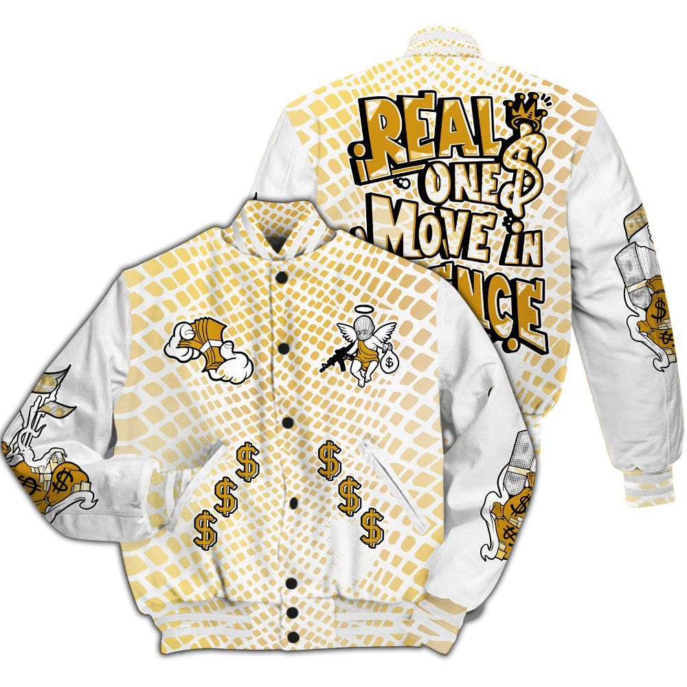 Varsity Jacket To Match Low Yellow Python 11s - Ones Move In Silence Graphic All Over Print