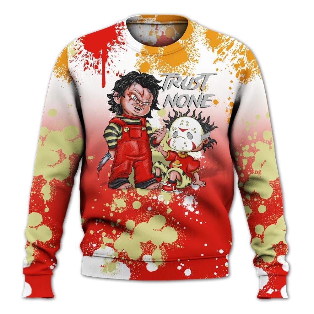 Sweatshirt To Match Retro Sunset 2026 5s - Trust No One Scary All Over Print