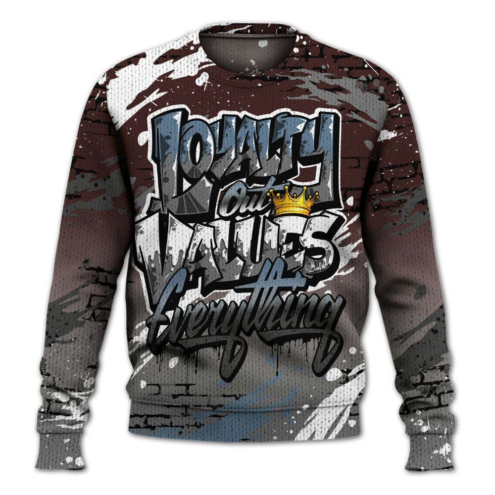 Knitted Sweater To Match Burgundy 5s - Values Of Loyalty Drip