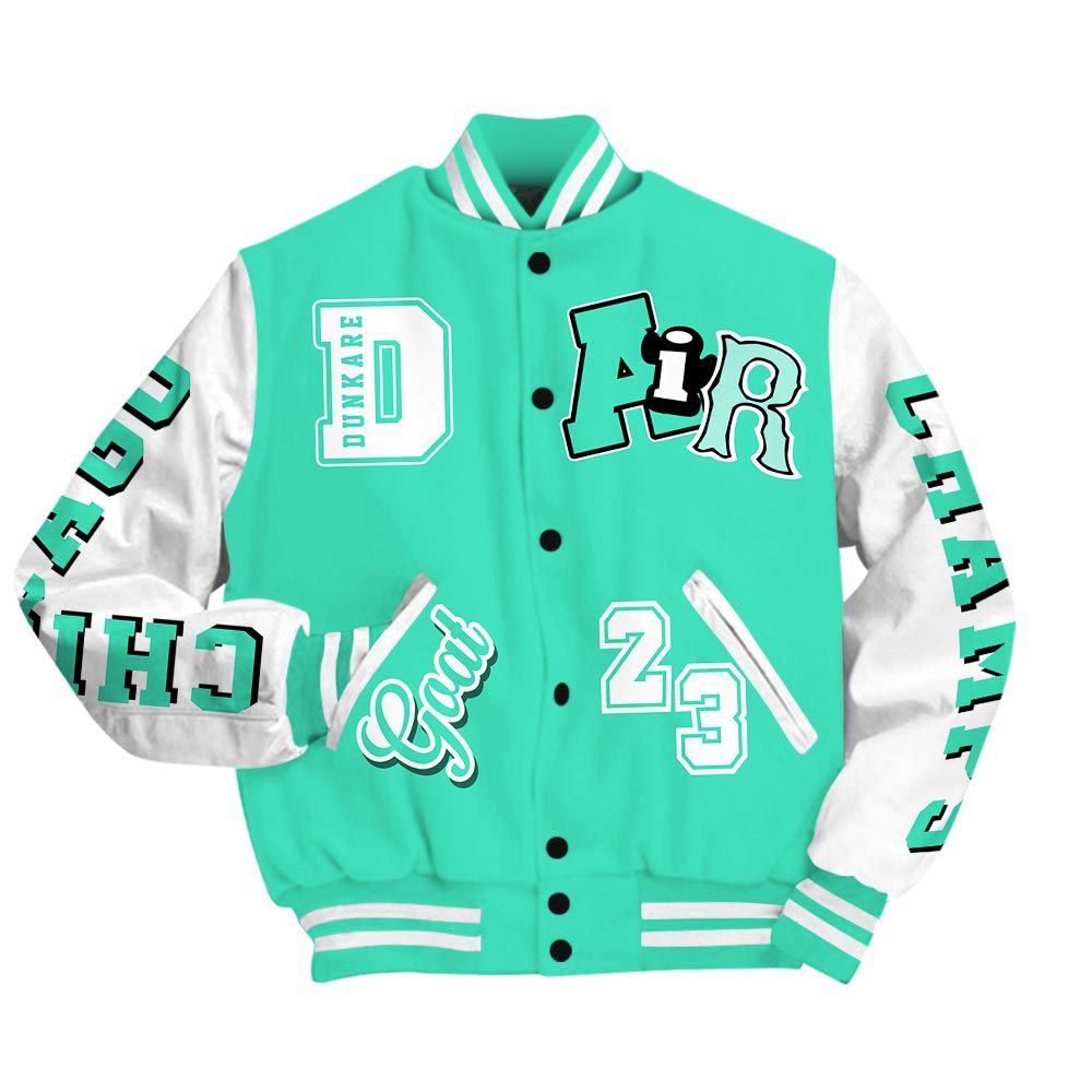 Varsity Jacket To Match Black Green Glow 3s Shirt - AIR Number 23 GOAT Baseball Varsity Jacket Unisex Outfit
