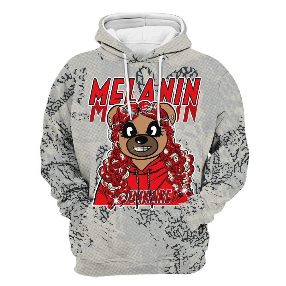 Hoodie To Match Cement Grey 3s - Pigments Bear Heart Grunge All Over Print