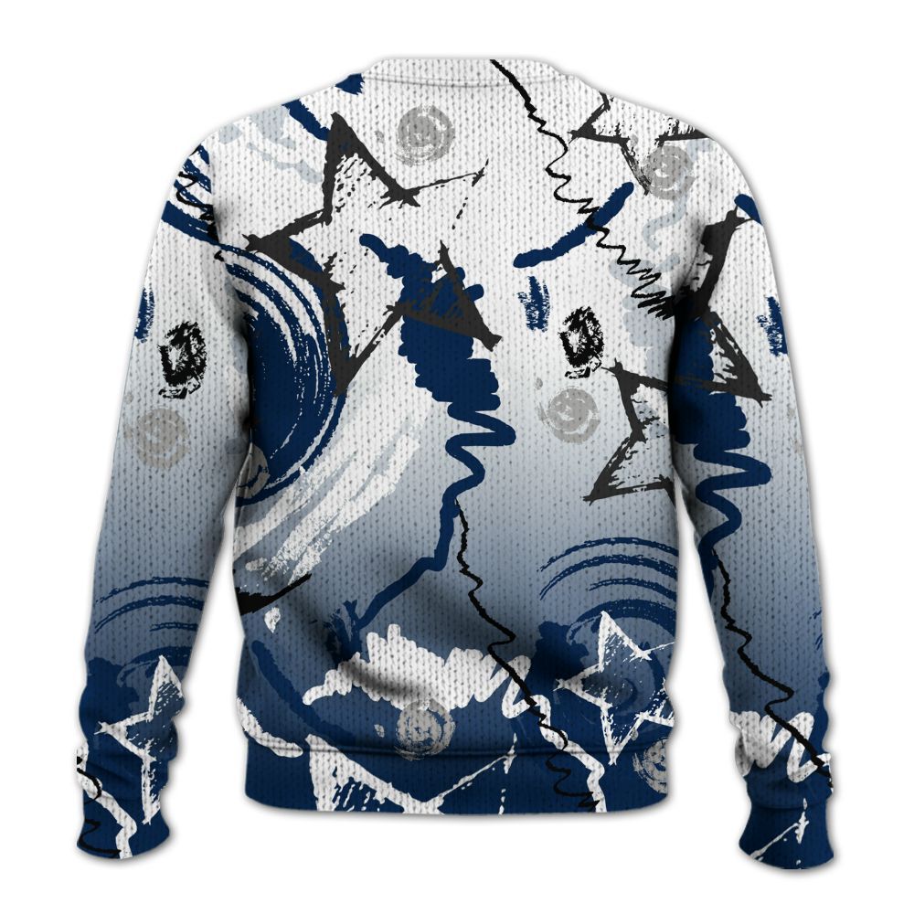 Knitted Sweater To Match SB White Navy 4s - Grind Shine Later Drip