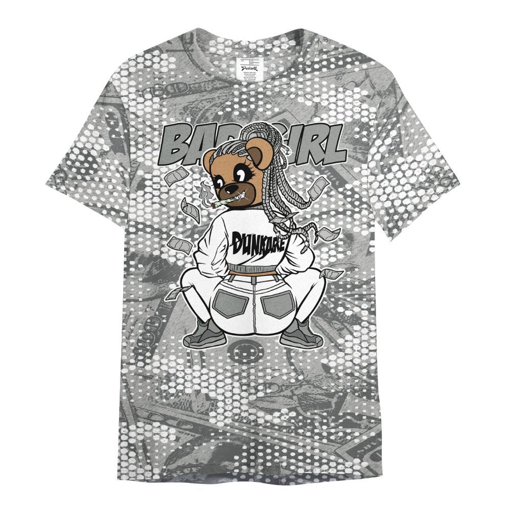 Shirt To Match Paris Cement Grey 4s - Rebellious Girl Bear Banknotes Art All Over Print