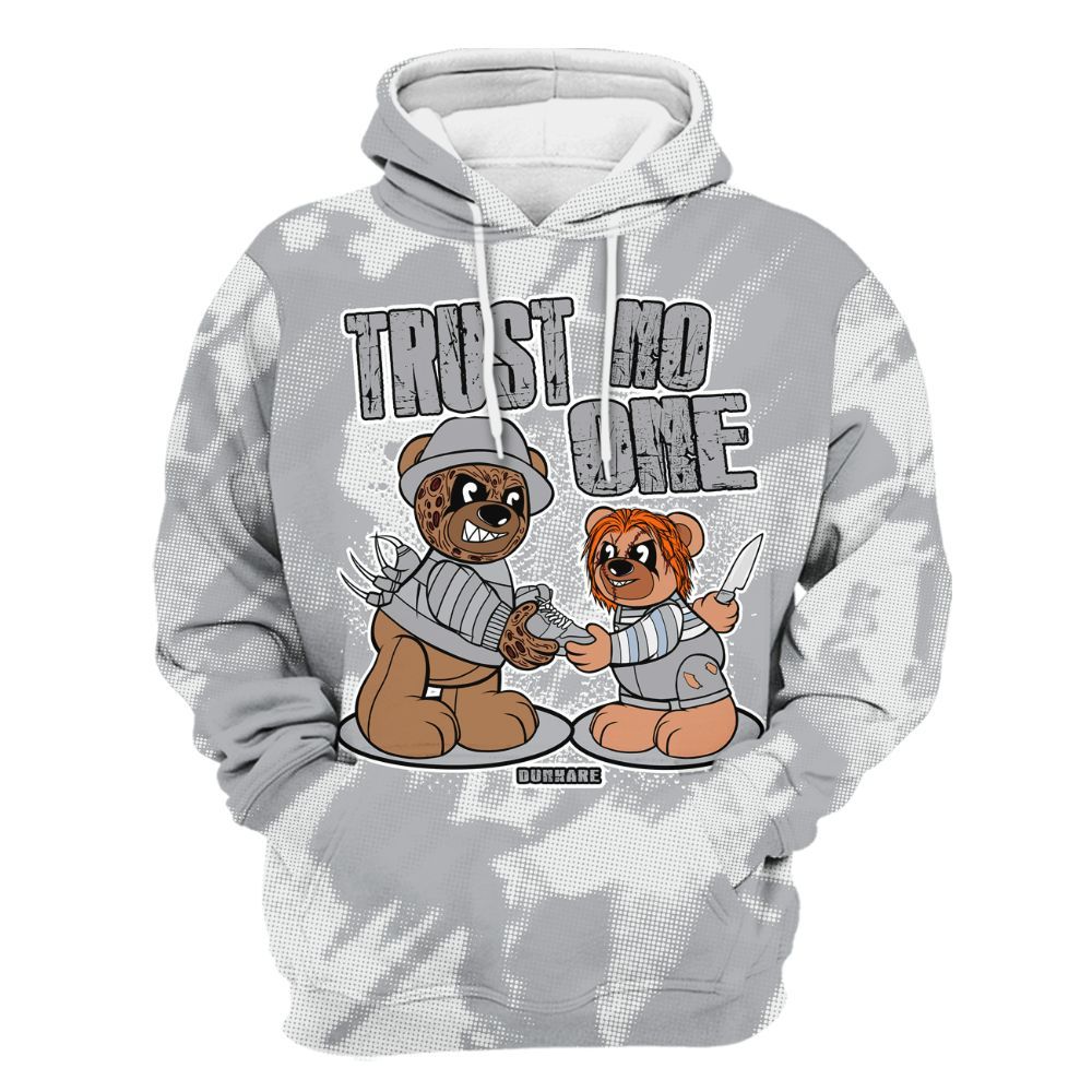 Hoodie To Match Low OG Wolf Grey 1s - Trust No One Bear Abstract Halftone All Over Print
