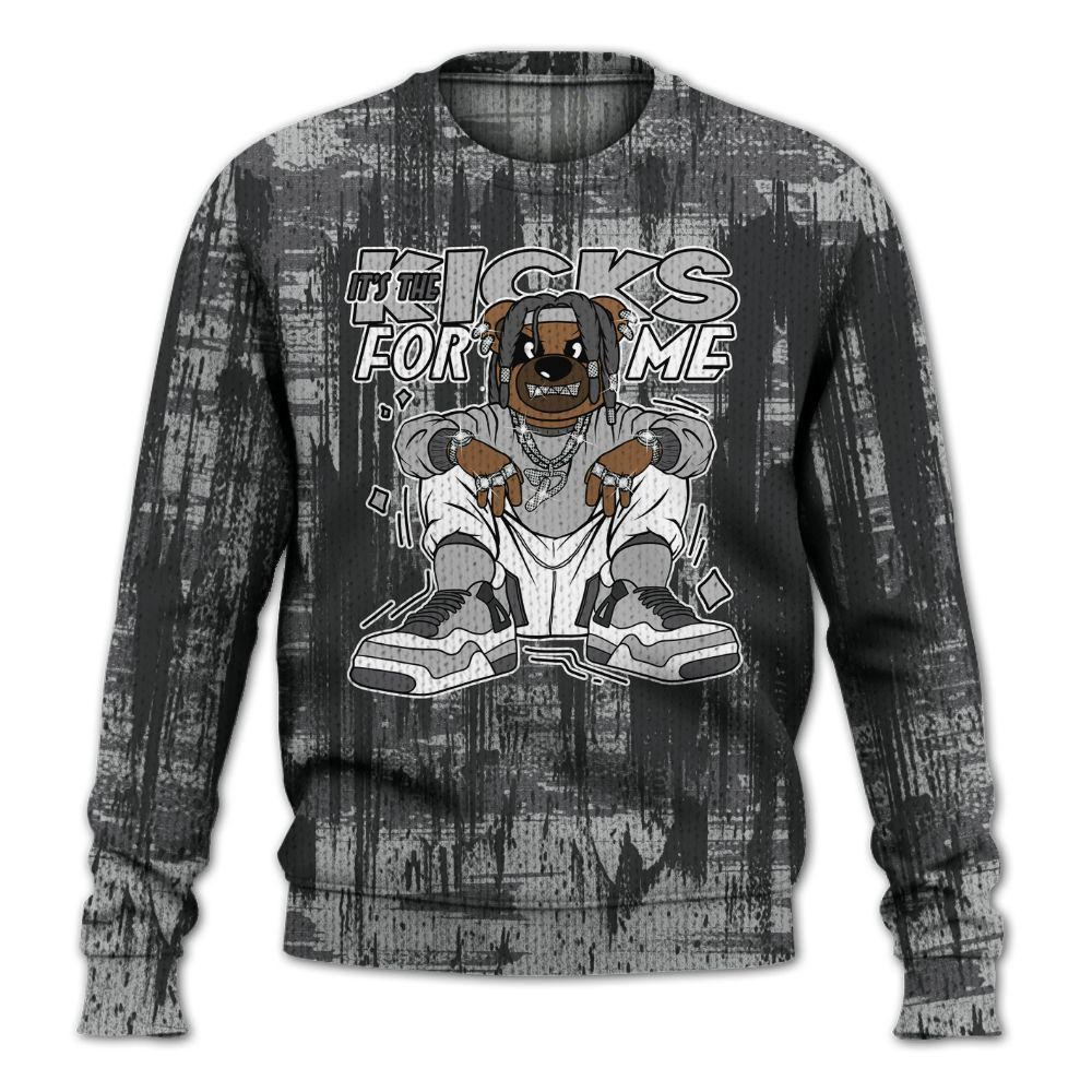 Knitted Sweater To Match White Thunder 4s - Sneakers Bear Glitch Art