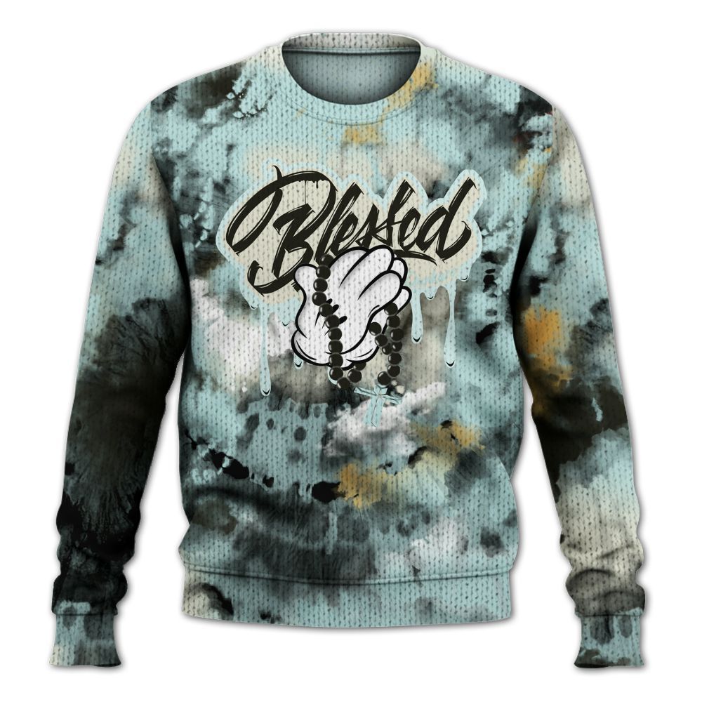 Knitted Sweater To Match Pure Platinum 4s - God Blessed Tie Dye