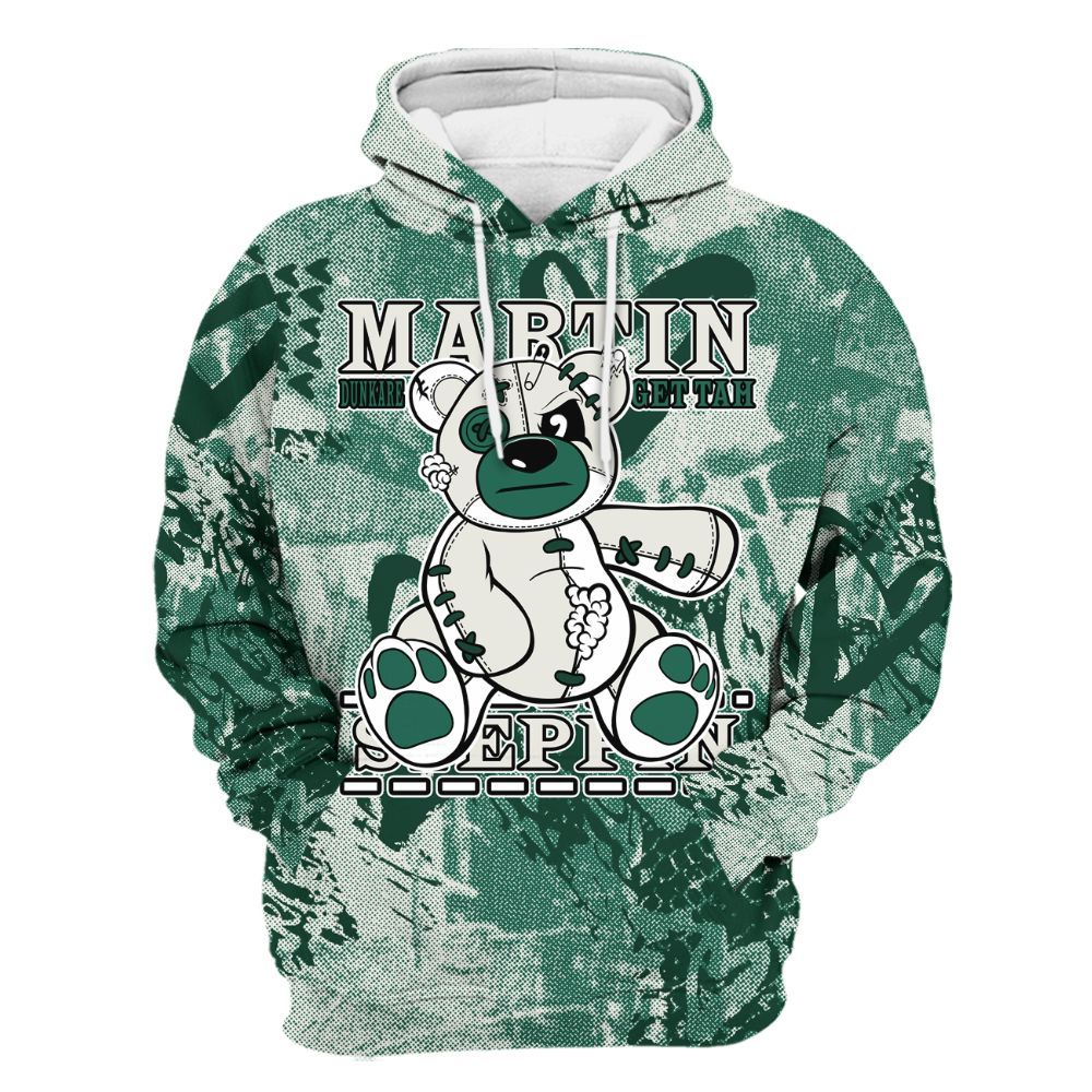 Hoodie To Match Oxidized Green 4s - Tah Steppin Bear Heart Grunge All Over Print