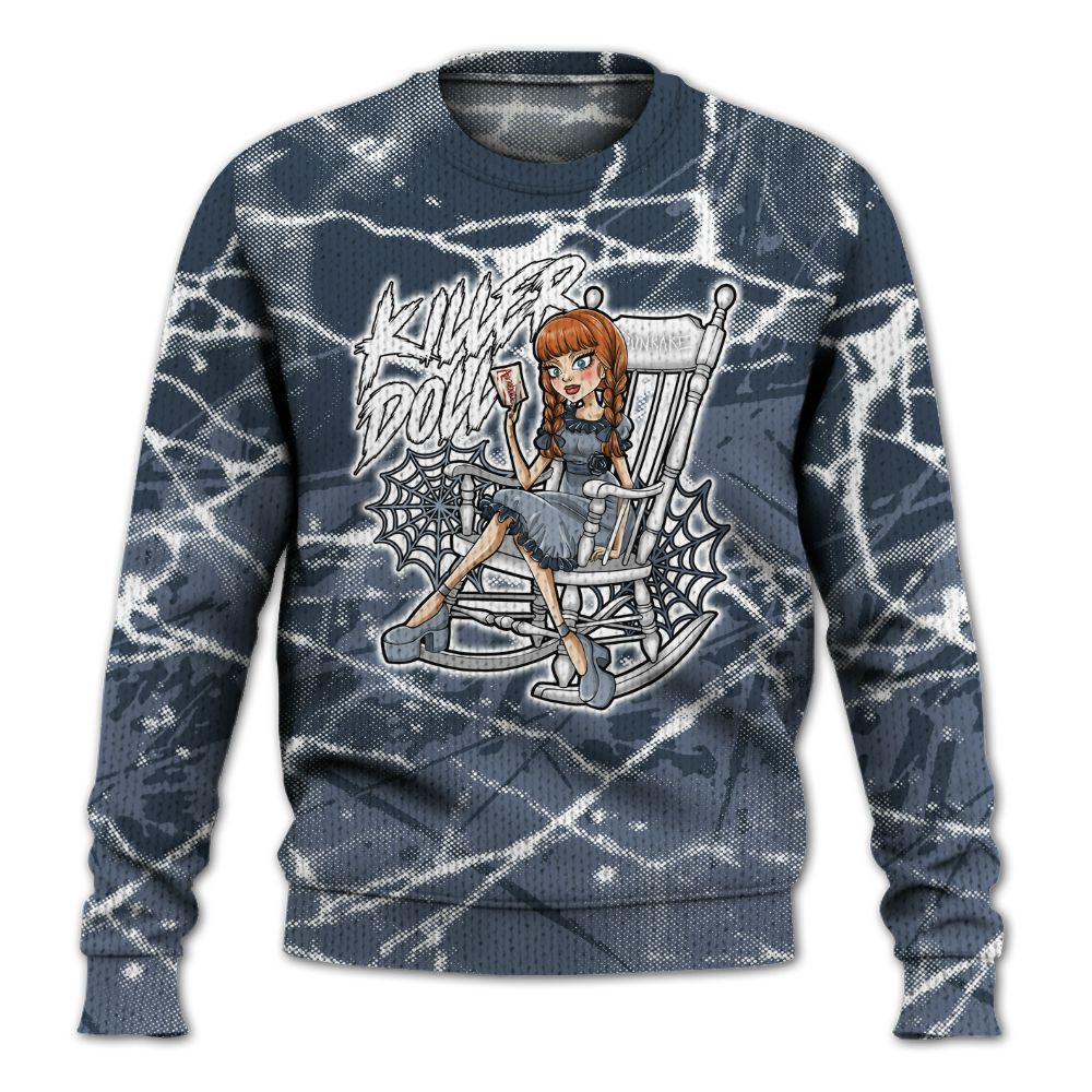 Knitted Sweater To Match Low Diffused Blue 11s - Killer Doll-A Halloween Profound
