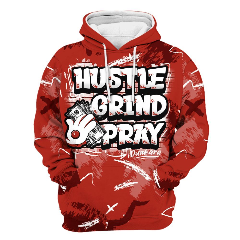 Hoodie To Match SP Firewood Orange 4s - Hustle Grind Pray Retro All Over Print