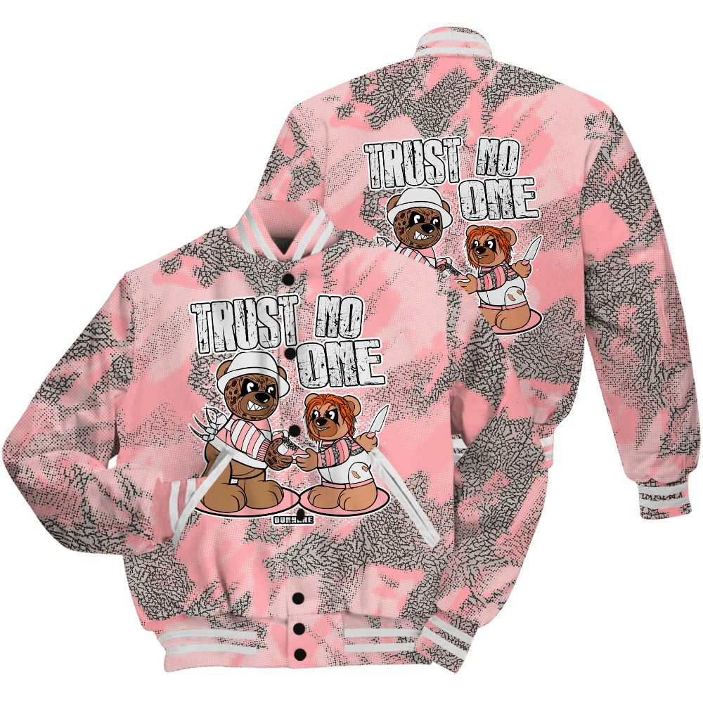 Varsity Jacket To Match Retro Wings 3s Shirt - Trust No One Bear Abstract Halftone All Over Print