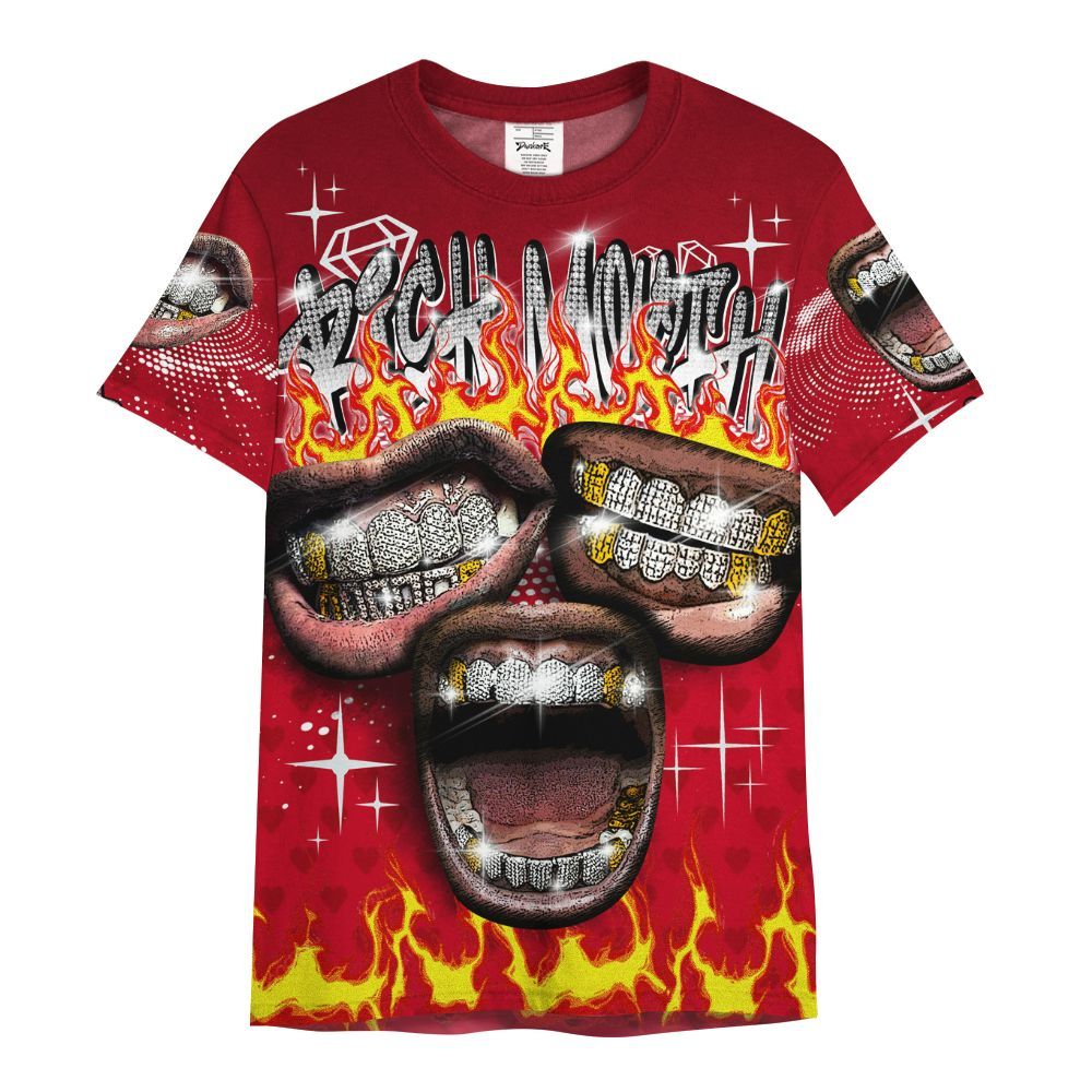 Shirt To Match Cortez GS Valentine's Day - Rich Mouth Fire Rap Retro 90s All Over Print