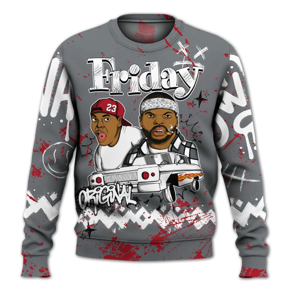 Sweatshirt To Match Retro Fire Red 9s - Friday Sneaker Crayon All Over Print