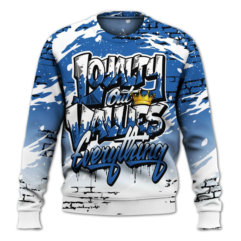 Sweatshirt To Match Brave Blue 13s - Values Of Loyalty Drip All Over Print