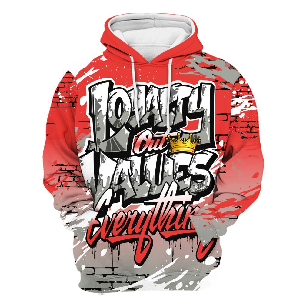 Hoodie To Match Vomero 5 Bright Crimson - Values Of Loyalty Drip All Over Print