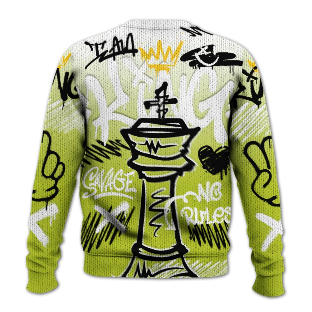 Knitted Sweater To Match Bright Cactus 13s - Street King Chess Streetwear