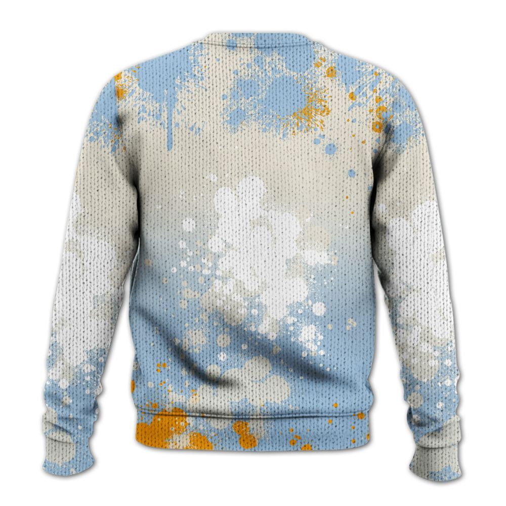 Sweater To Match Retro High OG Pale Ivory Psychic Blue 1s - God Blessed Ink Drip Graphic