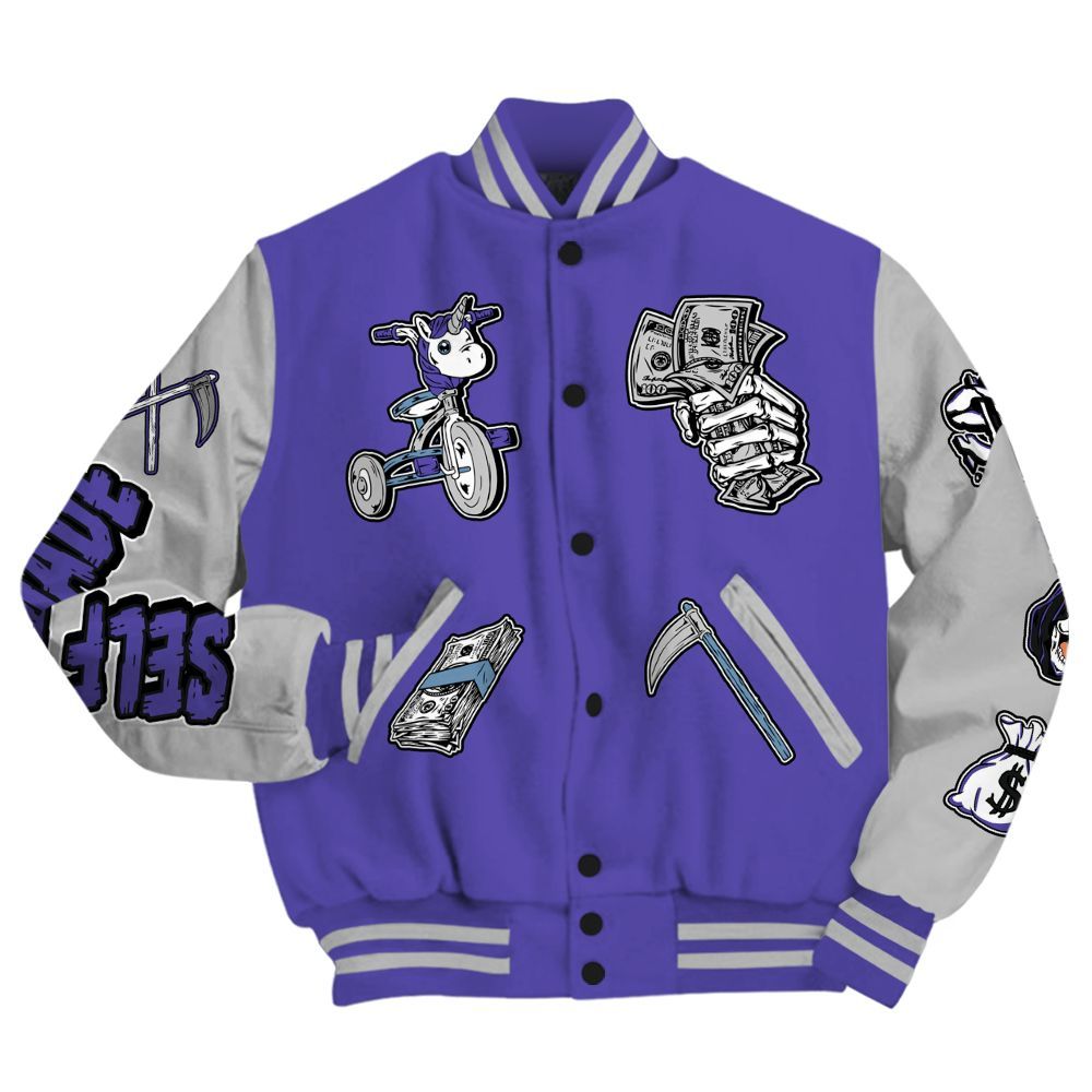 Varsity Jacket To Match Retro Concord 5s - Self Make Skeleton All Over Print