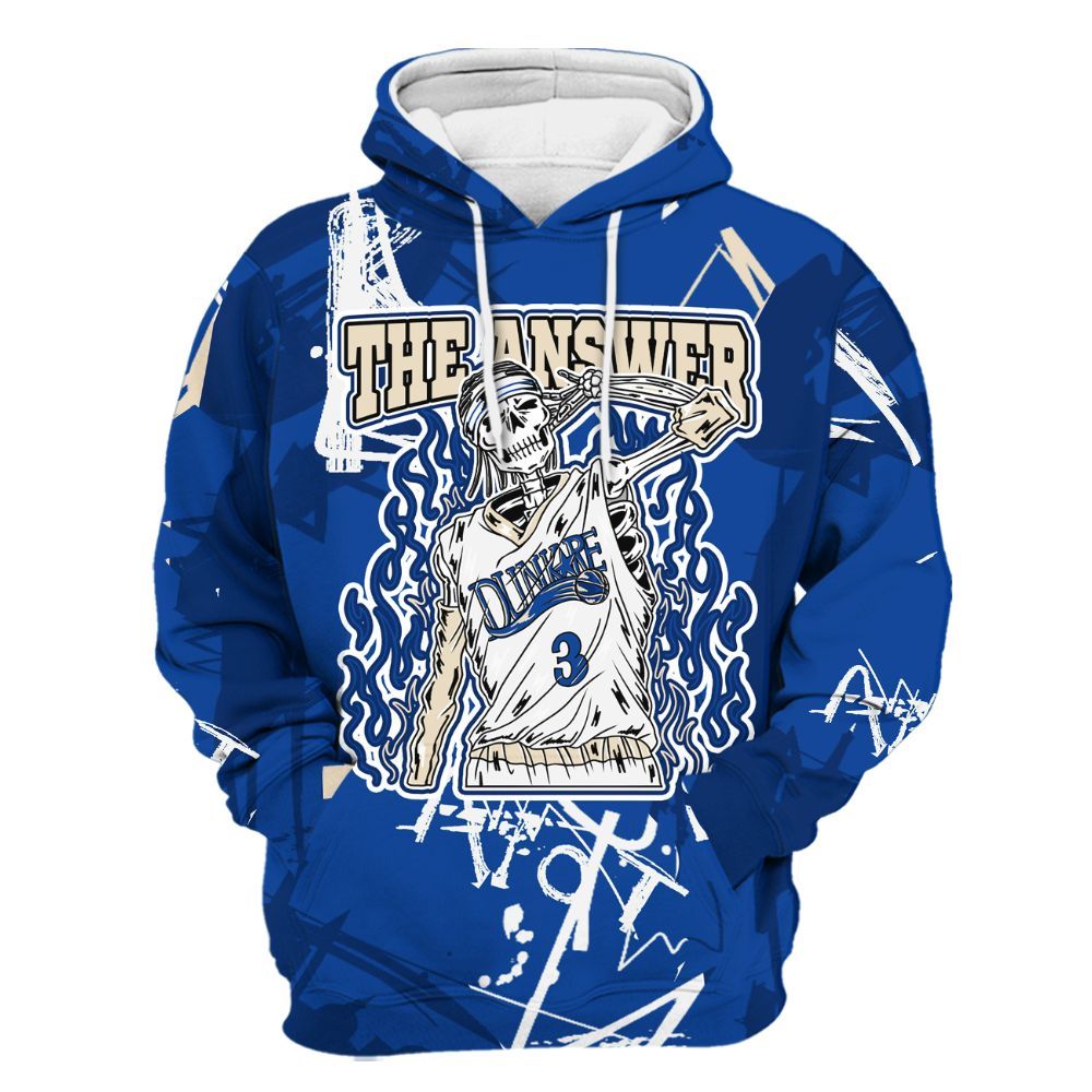 Hoodie To Match Low Game Royal 1s - Allen Answer Skeleton Messyz All Over Print