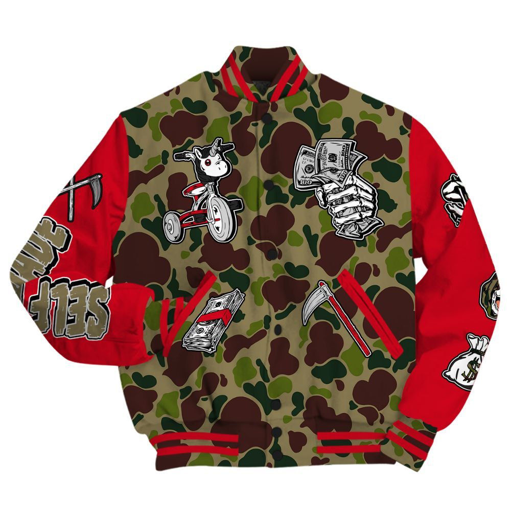 Varsity Jacket To Match Air Max 90 Duck Camo Red - Self Make Skeleton All Over Print