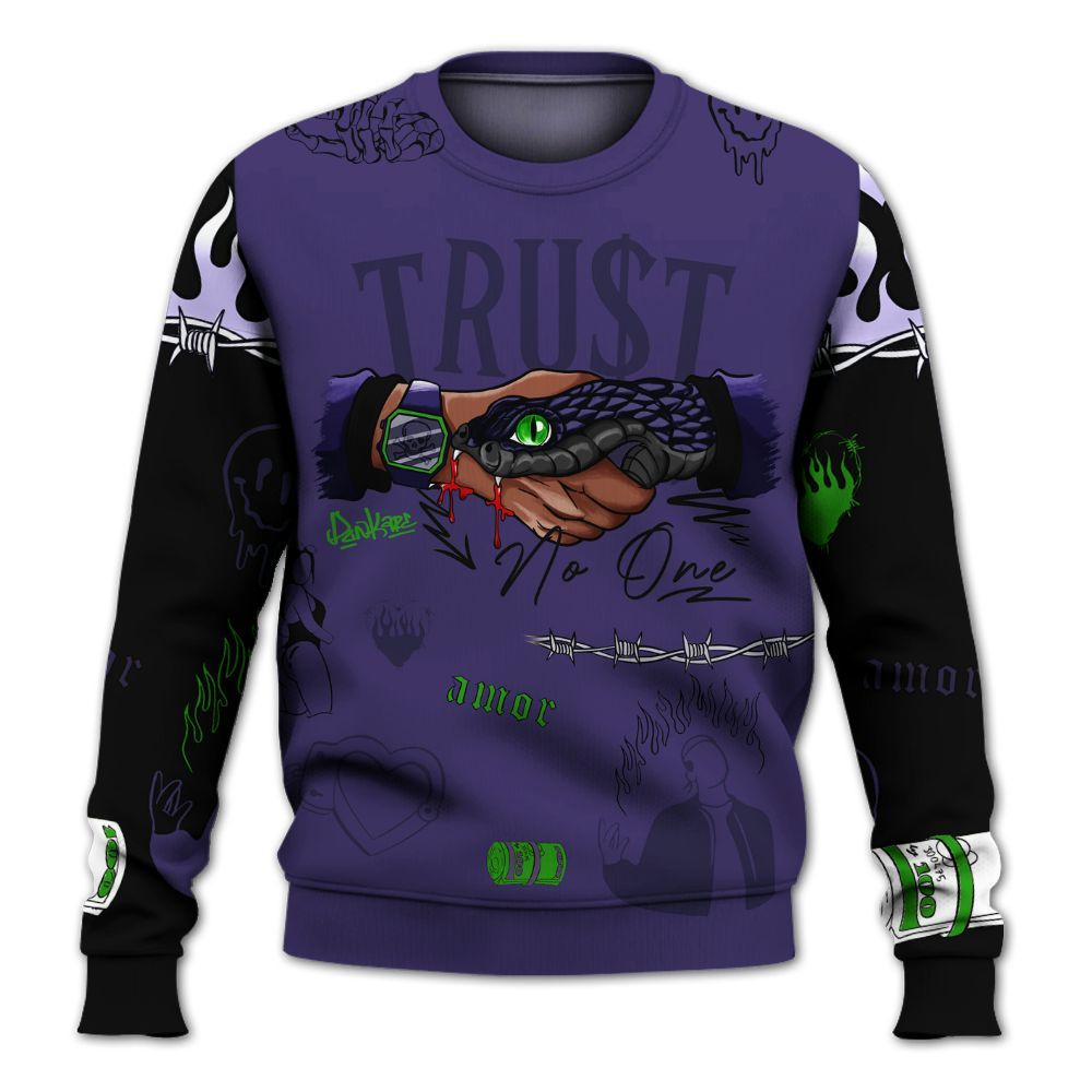 Sweatshirt To Match Retro Court Purple 13s - Snake Trust No One All Over Print