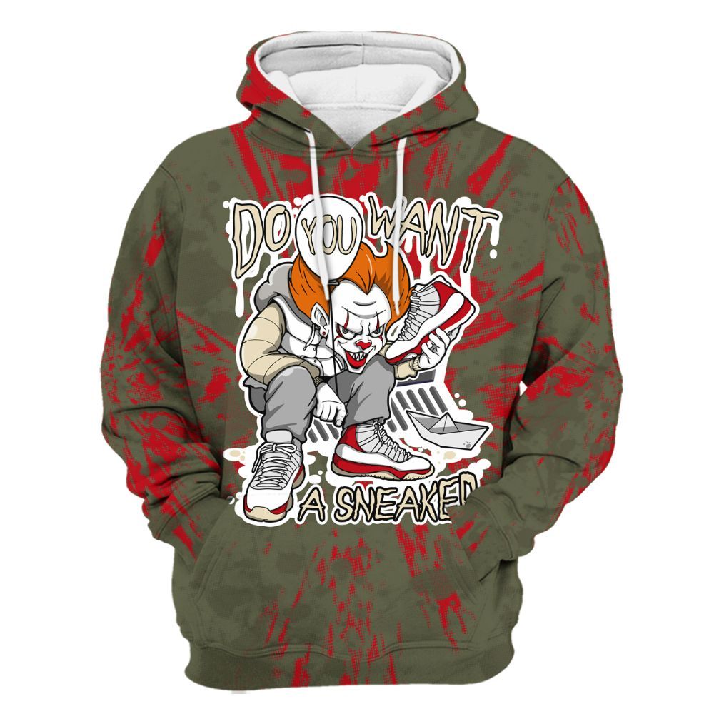 Hoodie To Match Travis Scott Low OG Medium Olive 1s - Clown Scary Sneakers Graphic Halloween All Over Print