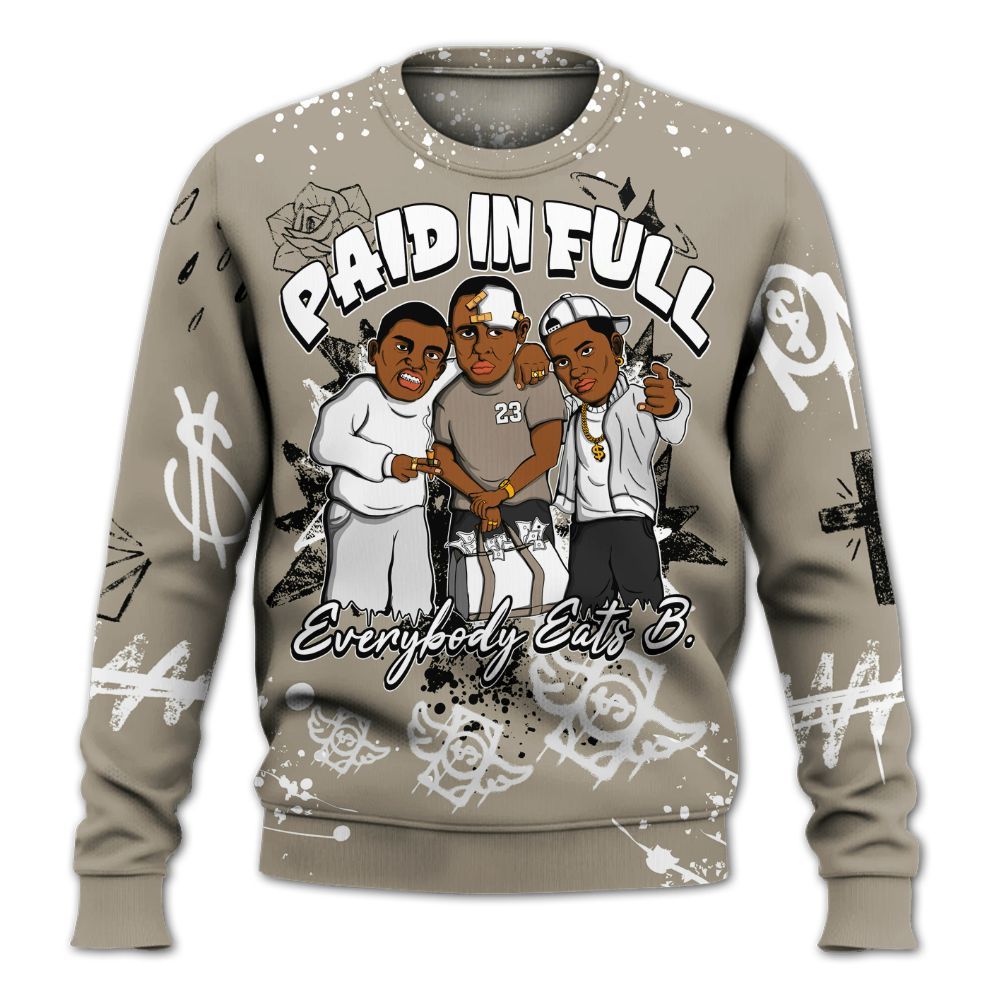 Sweatshirt To Match High OG Khaki 1s - Everybody Paid In Full Crayon All Over Print