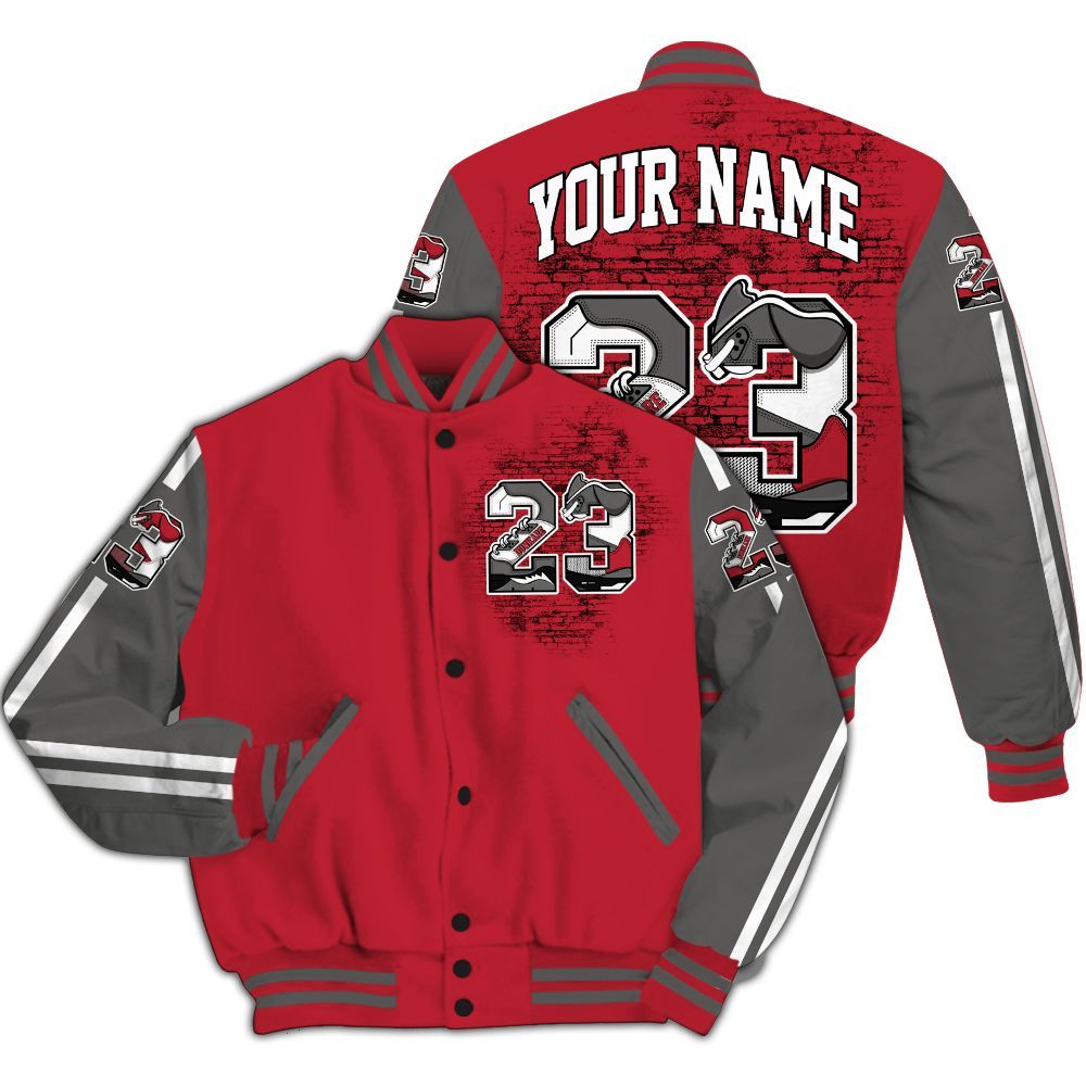 Varsity Jacket To Match Red Flint 13s - Custom Name Number 23 5s All Over Print