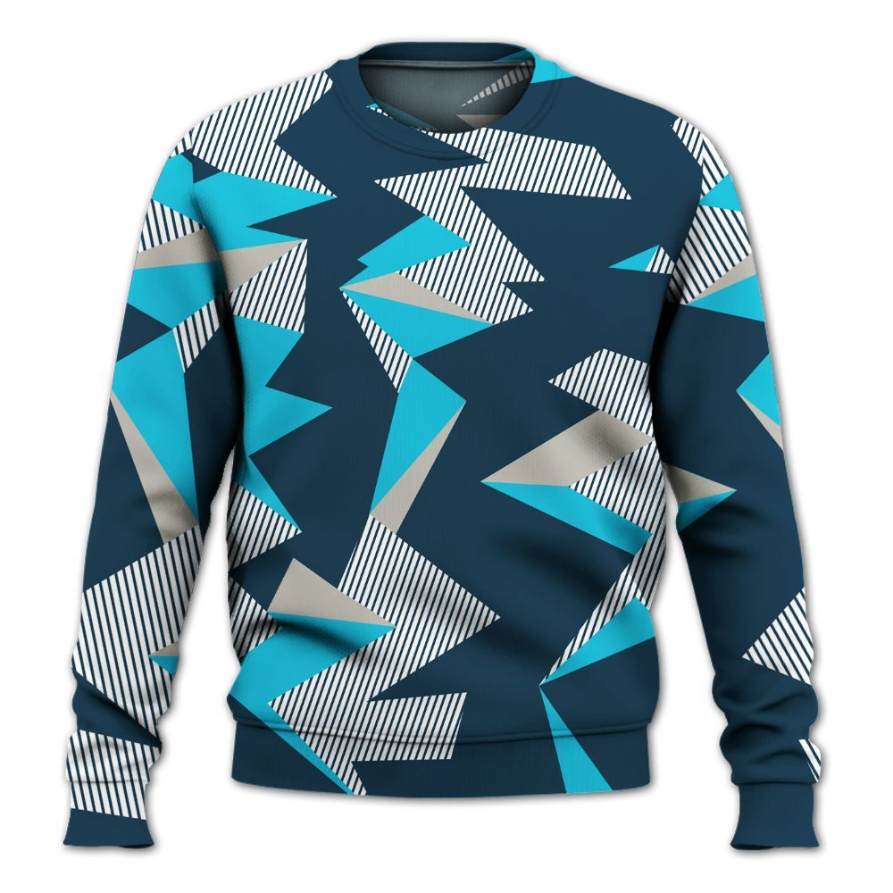 Sweatshirt To Match Air Navy Baltic Blue - Geometric Camouflage Pattern All Over Print