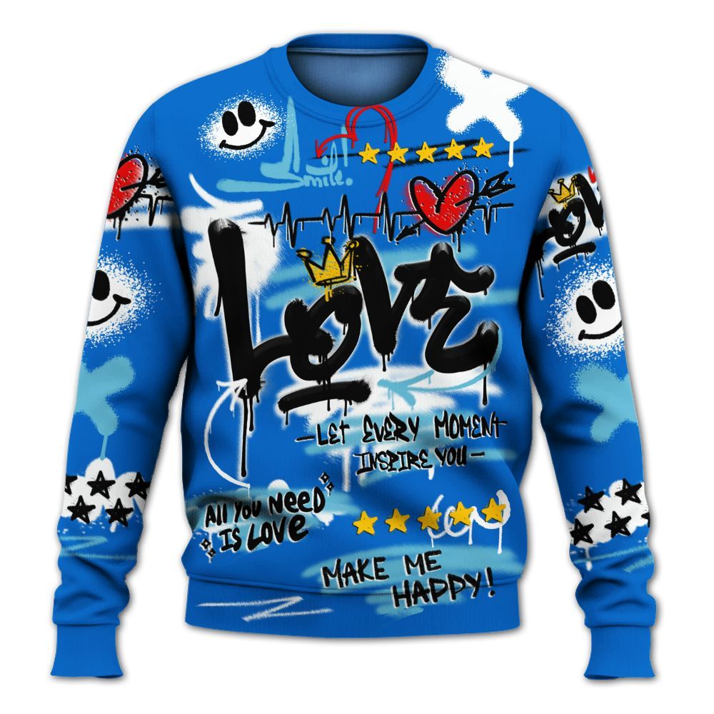 Sweatshirt To Match Dunk Low Argon - Happy Love Beats Graffiti Streetwear All Over Print