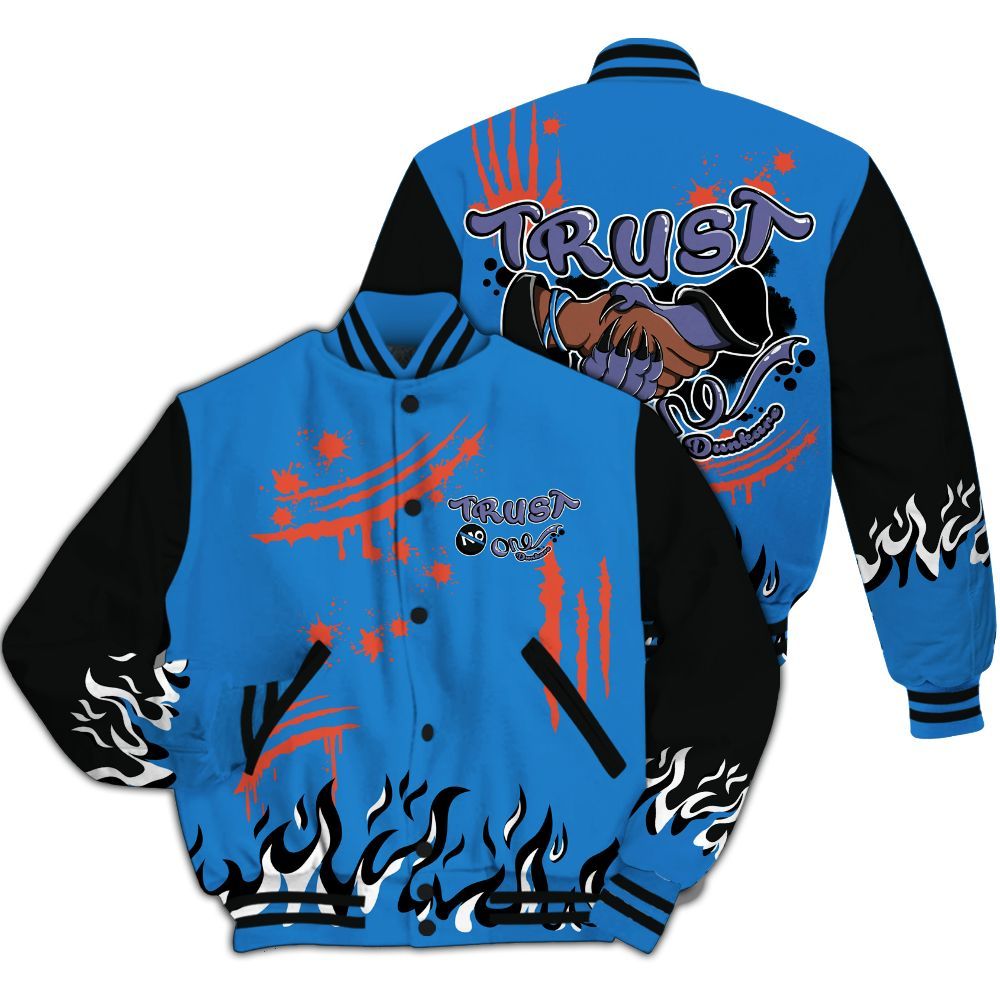 Varsity Jacket To Match Hi-Res Blue 700s - Graphic Trust No One All Over Print