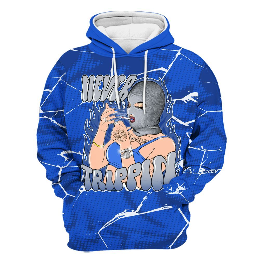Hoodie To Match Air Foamposite One Royal - Ne'er Trippin' Unique Crack All Over Print