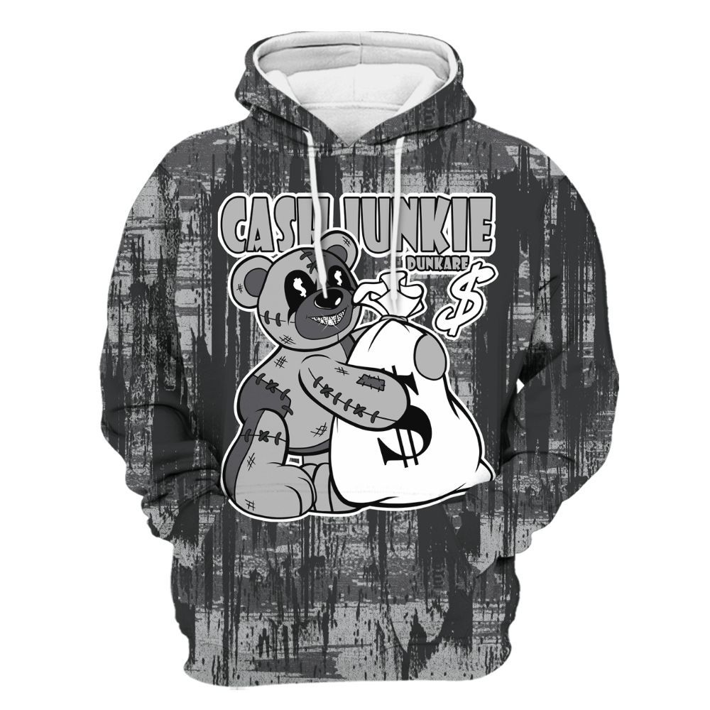 Hoodie To Match White Thunder 4s - Cashs Junkie Bear Glitch Art All Over Print