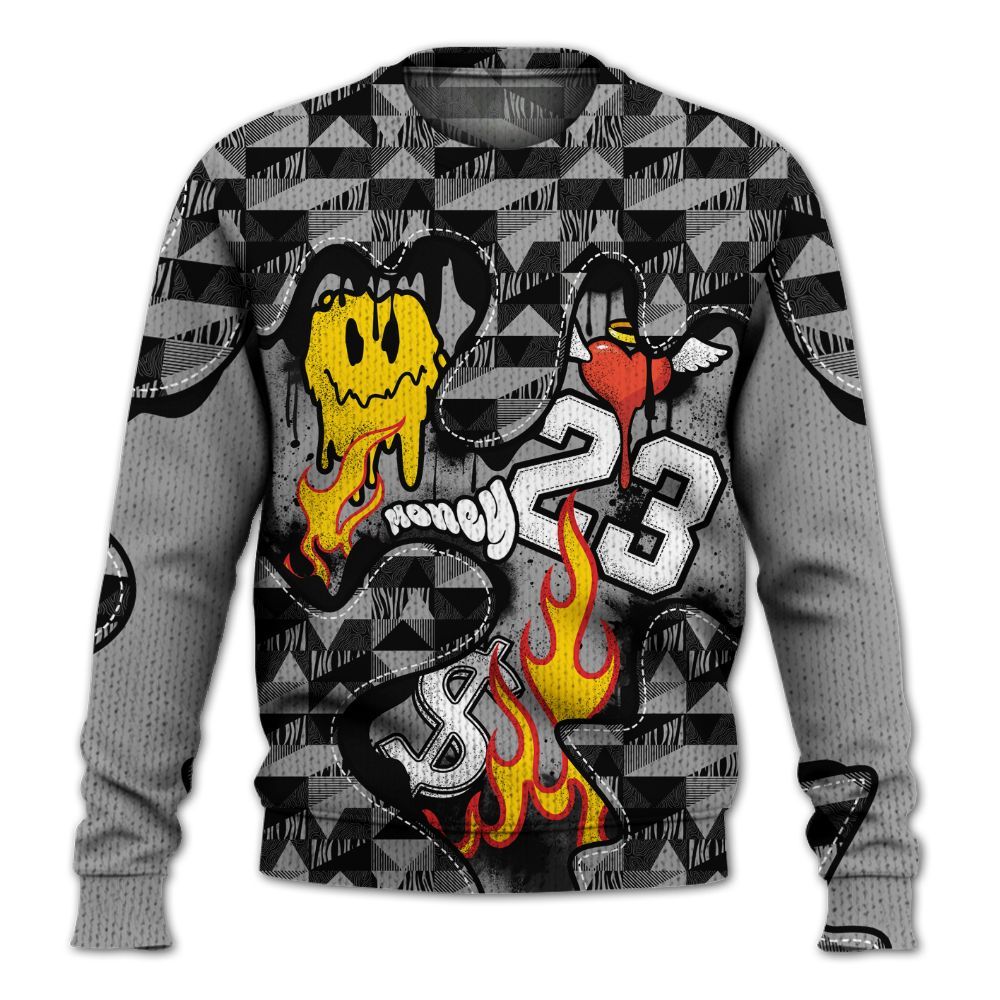 Knitted Sweater To Match Black Wolf Grey 12s - 23 Smile Burning Heart