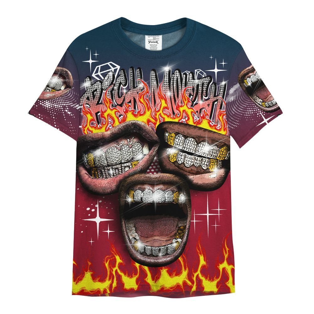 Shirt To Match Mid Multi Color 2022 1s - Rich Mouth Fire Rap Retro 90s All Over Print