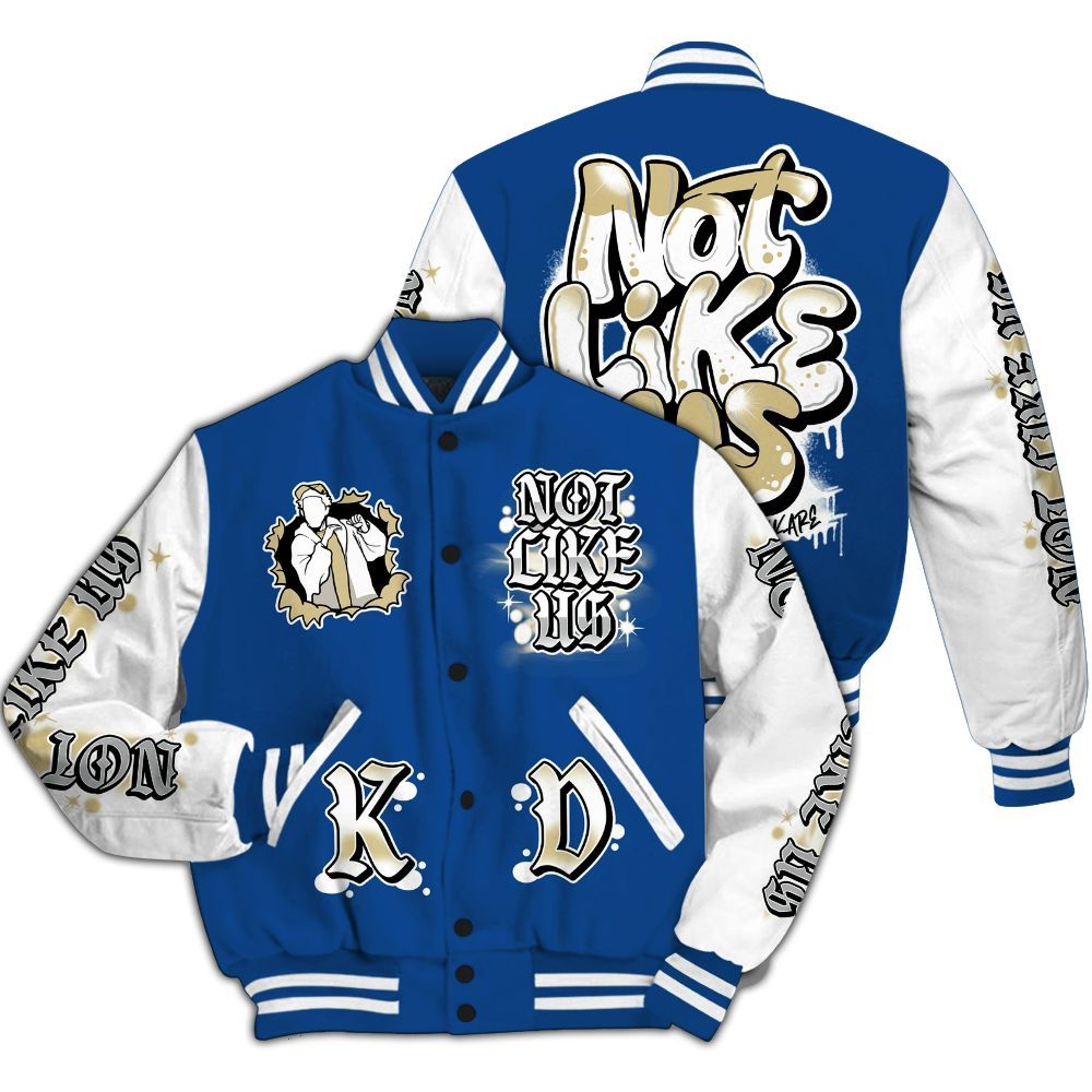 Varsity Jacket To Match Air Ship Royal Blue - None Like Us Graphic All Over Print