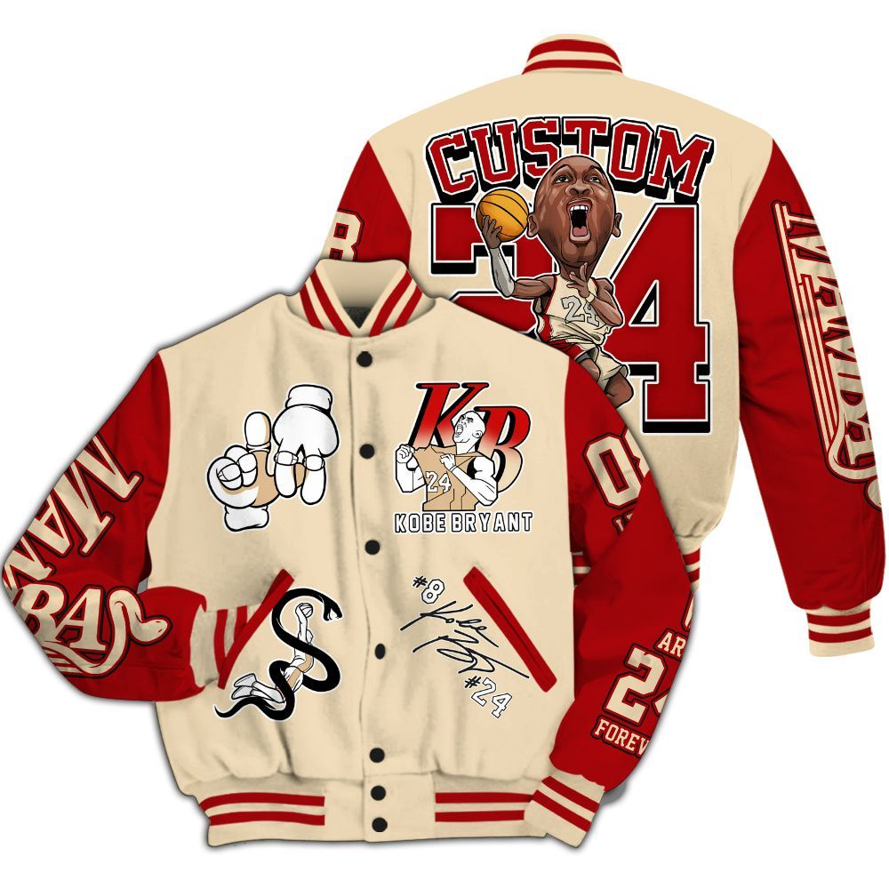 Varsity Jacket To Match Dunk Low Strawberry Waffle Varsity Jacket- Legend 24 Snake Mamba Graphic Custom Name All Over Print