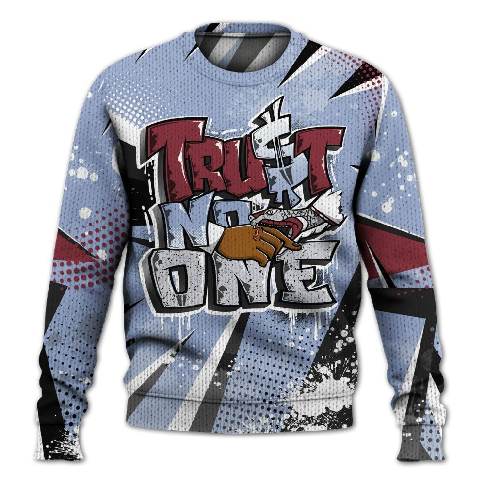 Knitted Sweater To Match Black Metallic 5s - Poly Trust No One Dripping