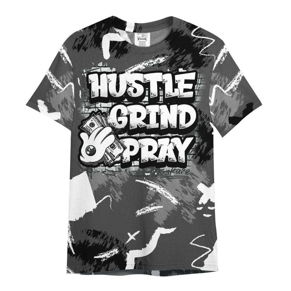 Shirt To Match Fear 4s - Hustle Grind Pray Graphic Street Style All Over Print