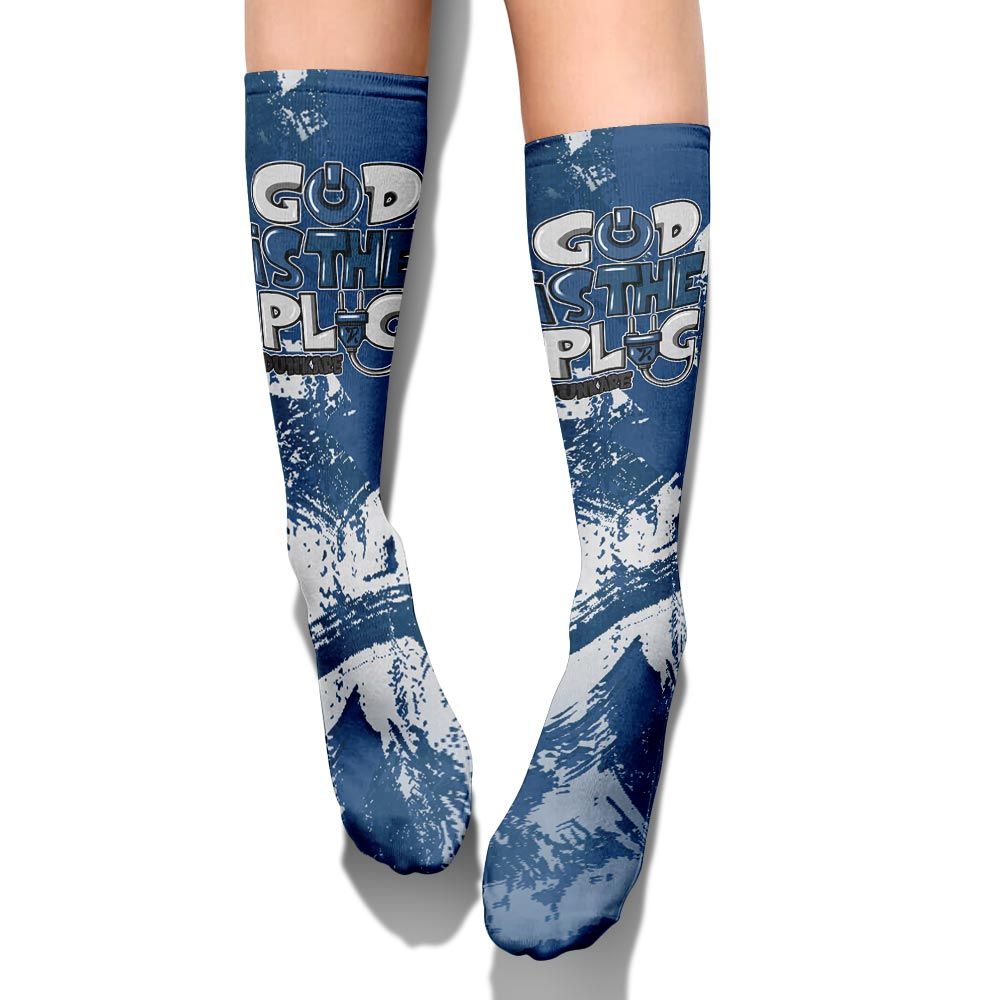 Sock To Match High OG Midnight Navy 1s - God Is The Power Cord Circle Splash