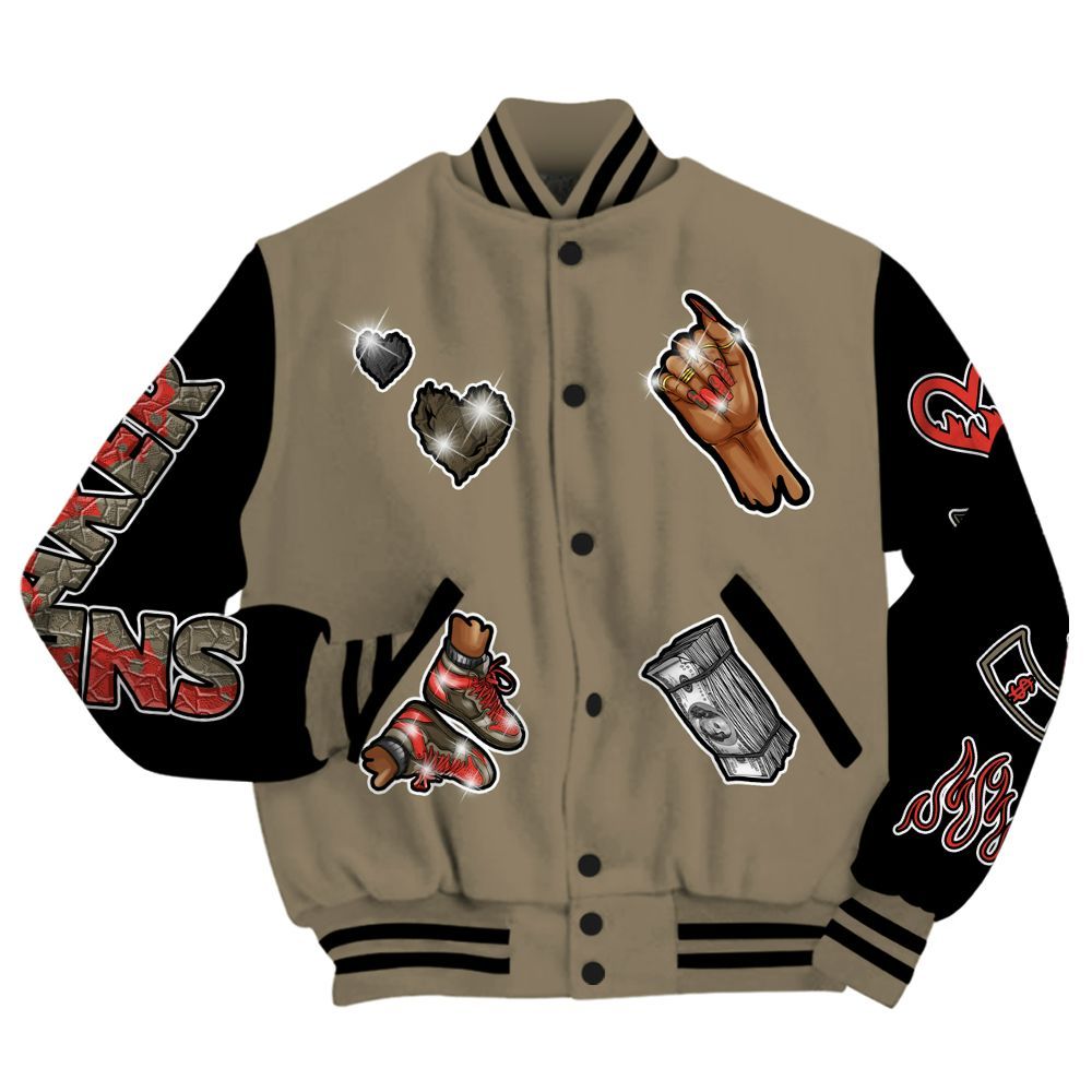 Varsity Jacket To Match Olive 9s - Sneakerz Girlz All Over Print
