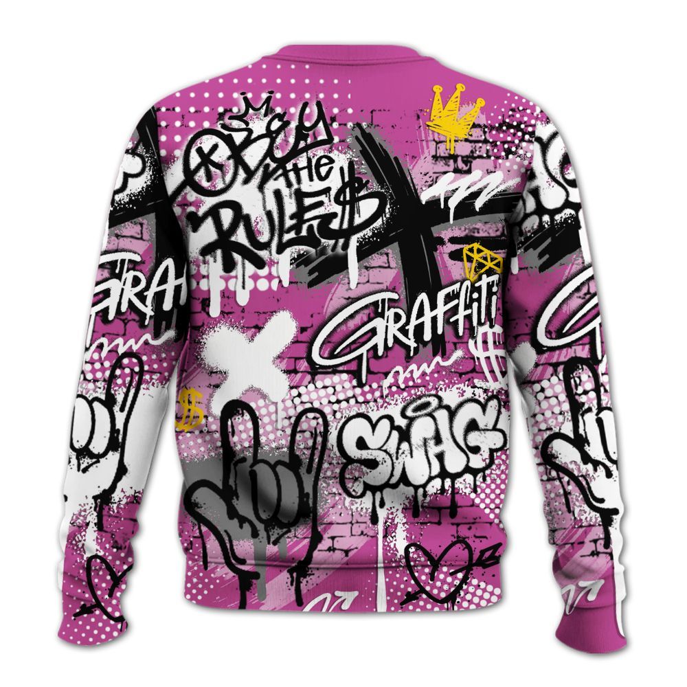 Sweatshirt To Match Dunk Low Active Fuchsia - True It Real Graffiti Streetwear All Over Print