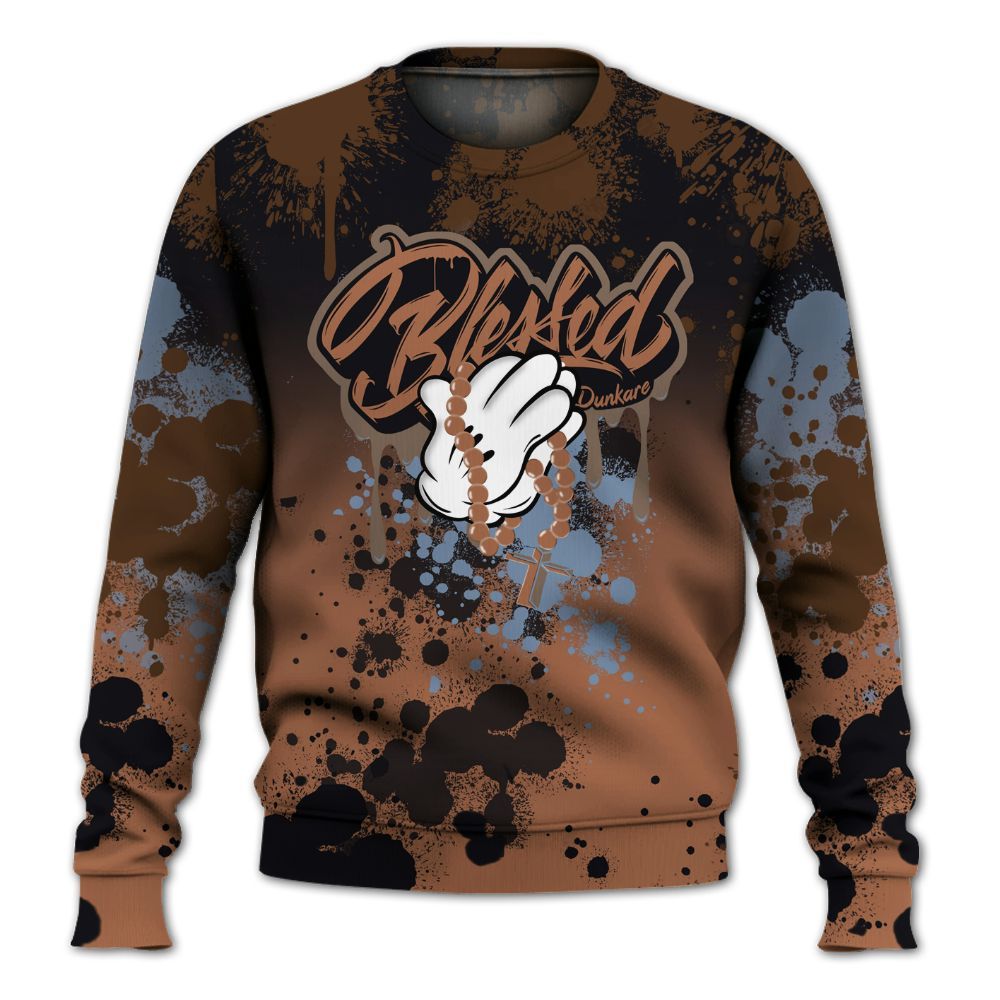 Sweatshirt To Match Air Foamposite Metallic Copper - God Blessed Ink Drip All Over Print
