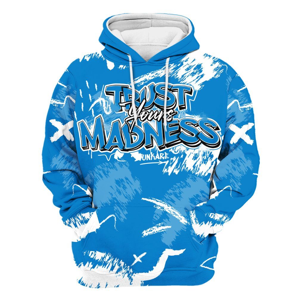 Hoodie To Match Industrial Blue 4s - Trust Your Madness Retro Military Blue 4s Outfit All Over Print