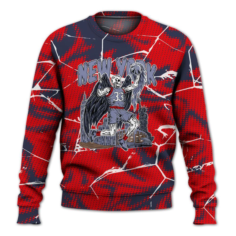 Sweatshirt To Match Low OG Howard Bison 1s - Ewing Era Skeleton Crack All Over Print