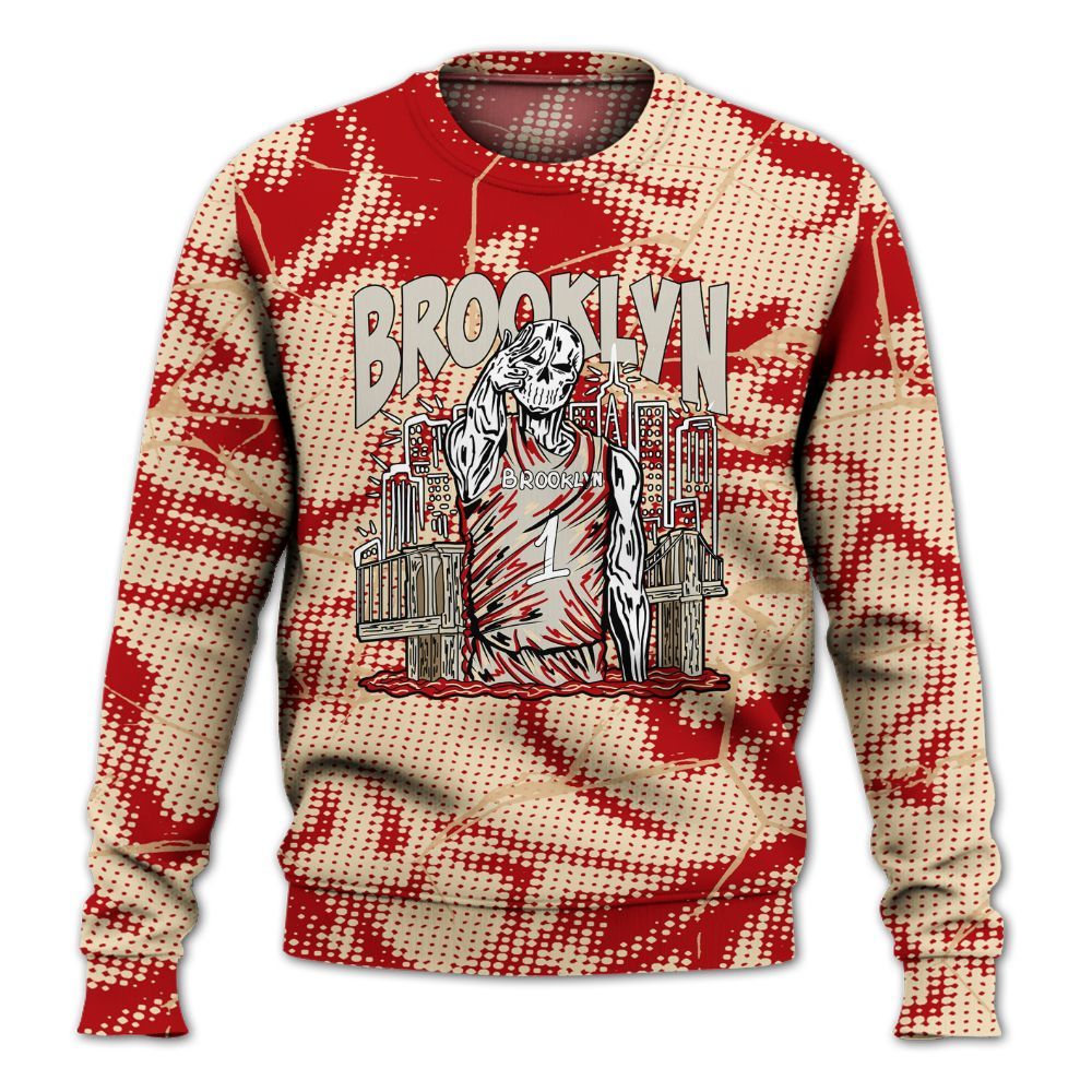 Sweatshirt To Match Dunk Low Strawberry Waffle - Brooklyn's Skeleton Crack All Over Print