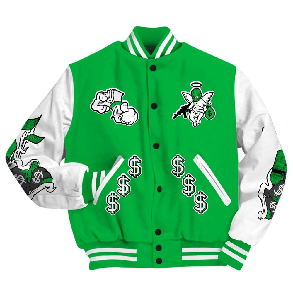 Varsity Jacket To Match Lucky Green 5s - Ones Move In Silence Graphic All Over Print